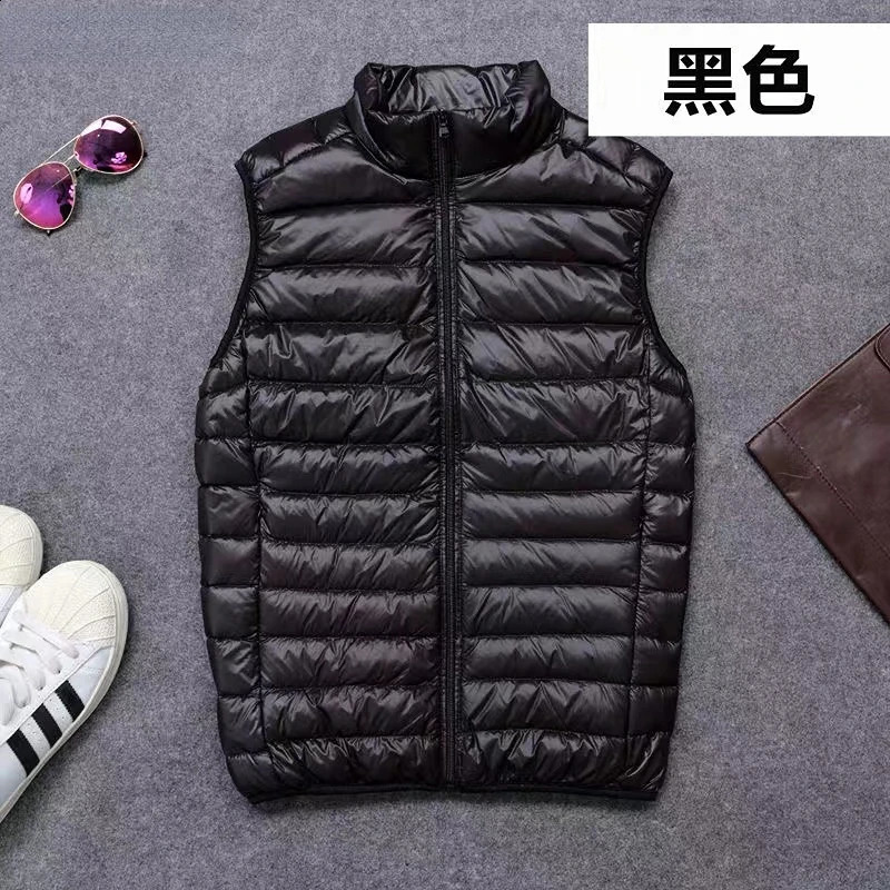 Mens winter down vest loose duck style lightweight feather jacket warm mens and simple solid color w240822
