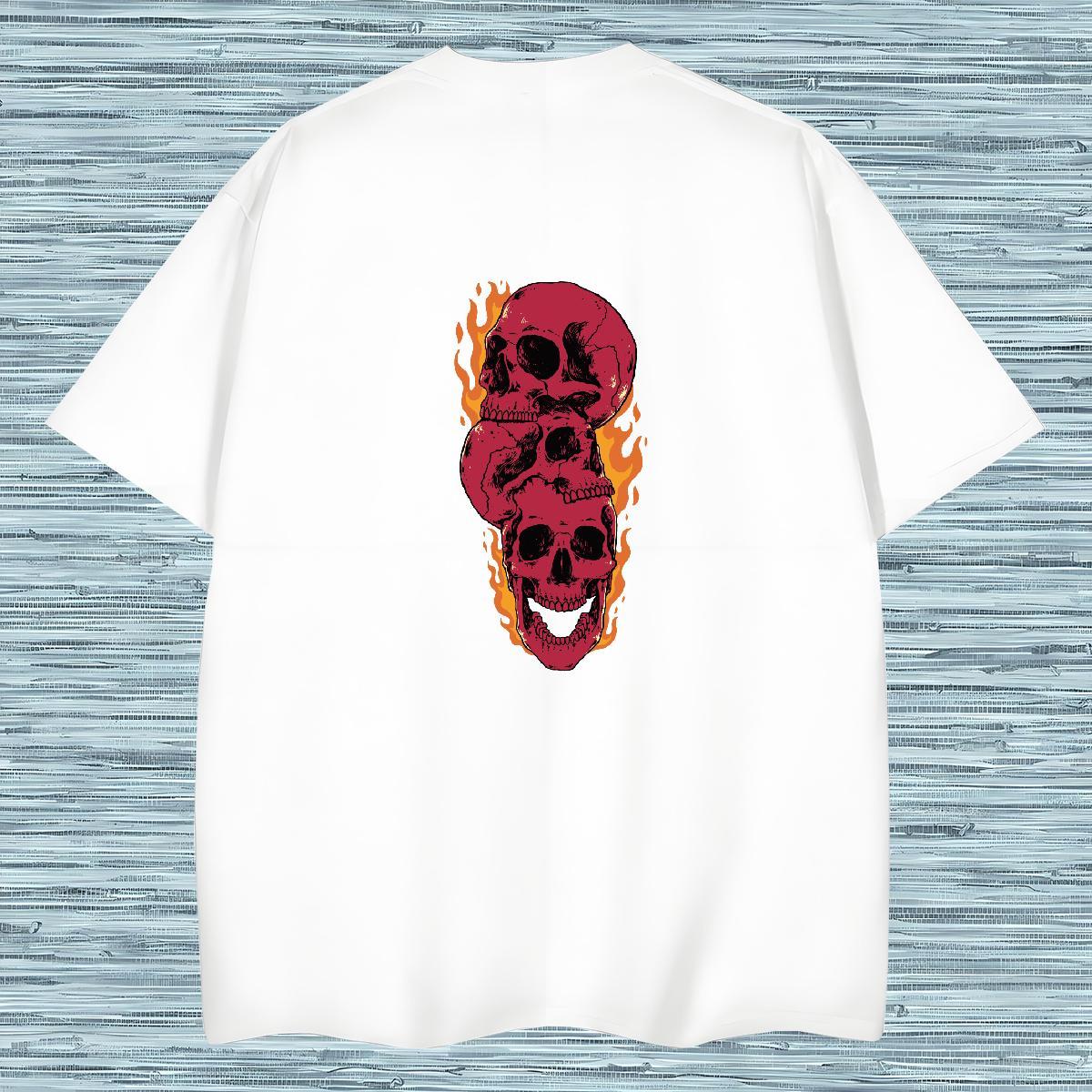 Wholesale Man T Shirts 230g Cotton skull Casual Custom Big Size O Neck Short Sleeves Men Clothes T-Shirt Designer Polos
