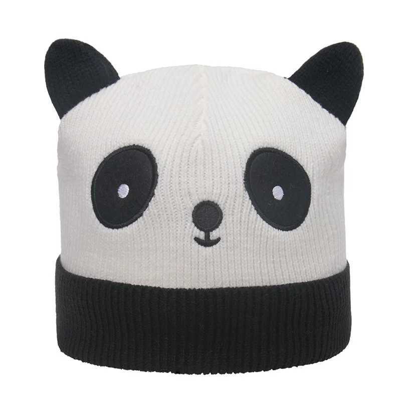 New cartoon animal panda hat Kawaii unisex fashion wool hat knitted zipper hat autumn and winter accessories W240827