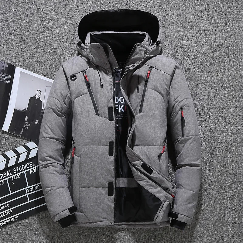 Hooded Thick Puffer Jacket Mens Duck Down Winter Warm Coat Casual High Quality Outdoor Street Clothing Parka 240822