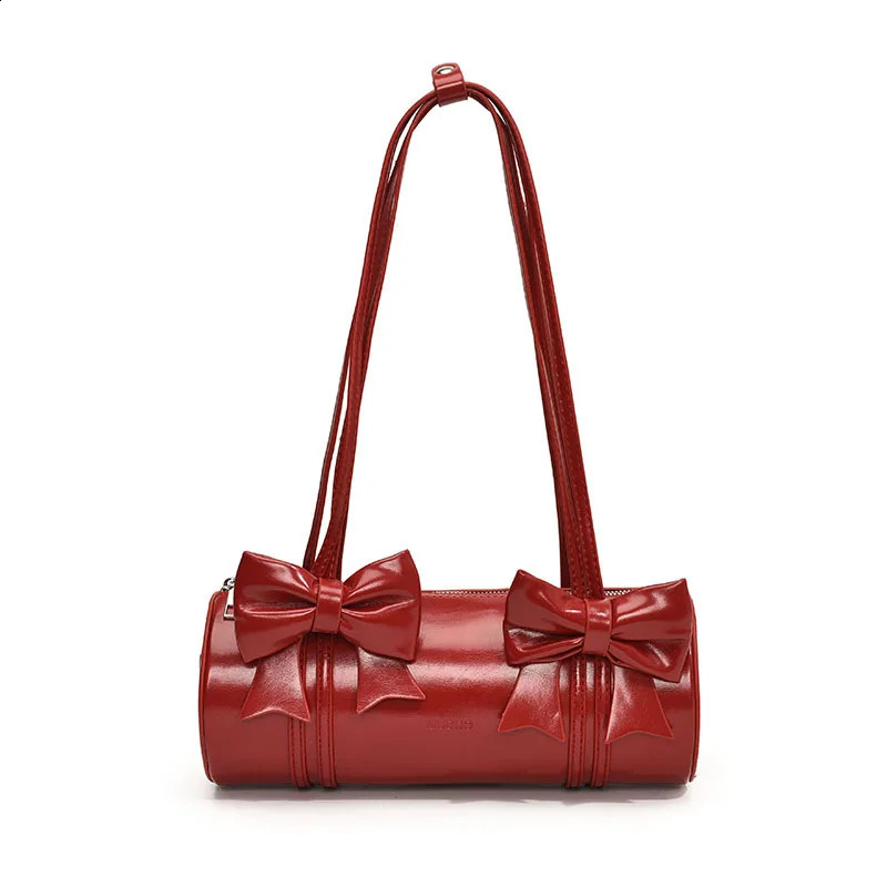 Red Bow Tote Bag Fashion High Quality PU Leather Messenger Bag Women Lage Capacity Handbags Female Shoulder Bag 240822