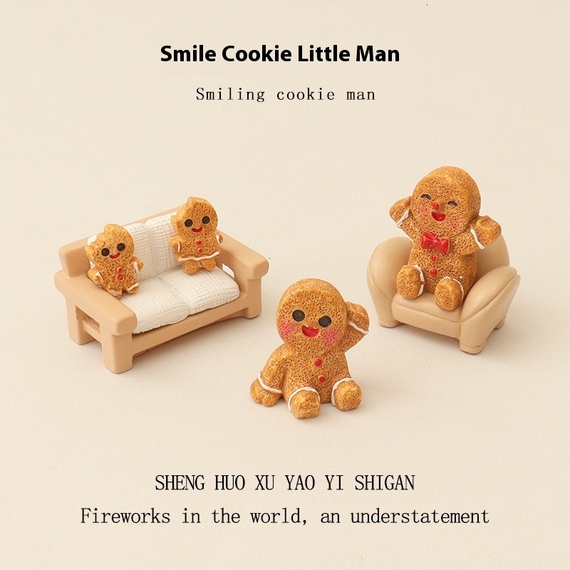 Charming Mini Biscuit Man Landscape Accessory Kit Includes Mini Sofa, Table & Baby House - Perfect for Indoor Play Areas