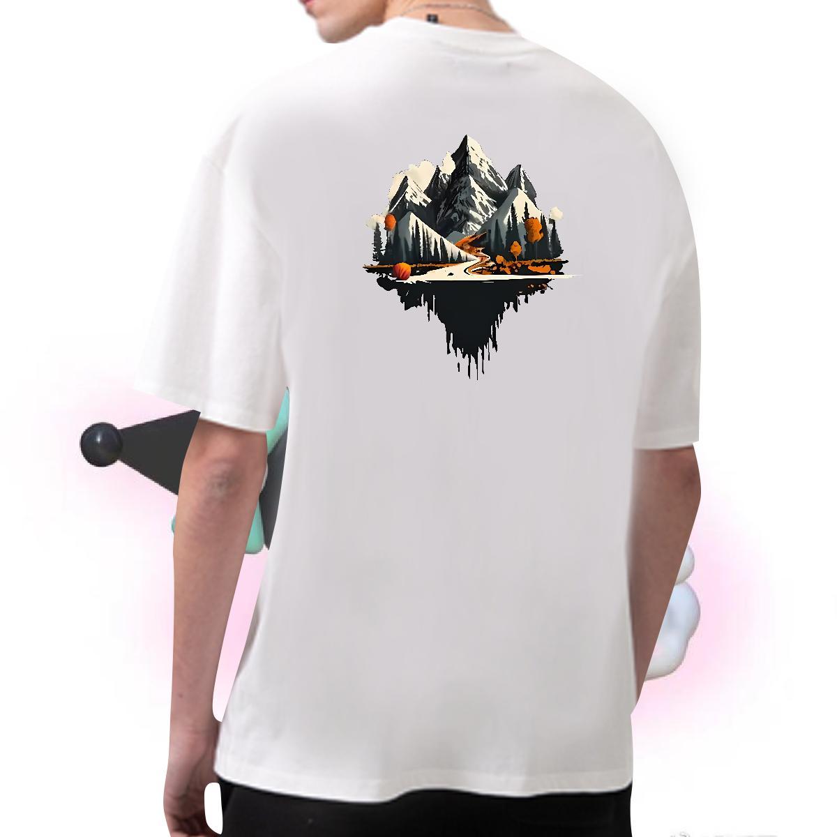 Classic Men T Shirts 230g Pure Cotton mountains Anime Printing Street Floral Print Breathable Men Clothes T-Shirt Designer Fashion Tee Shirt