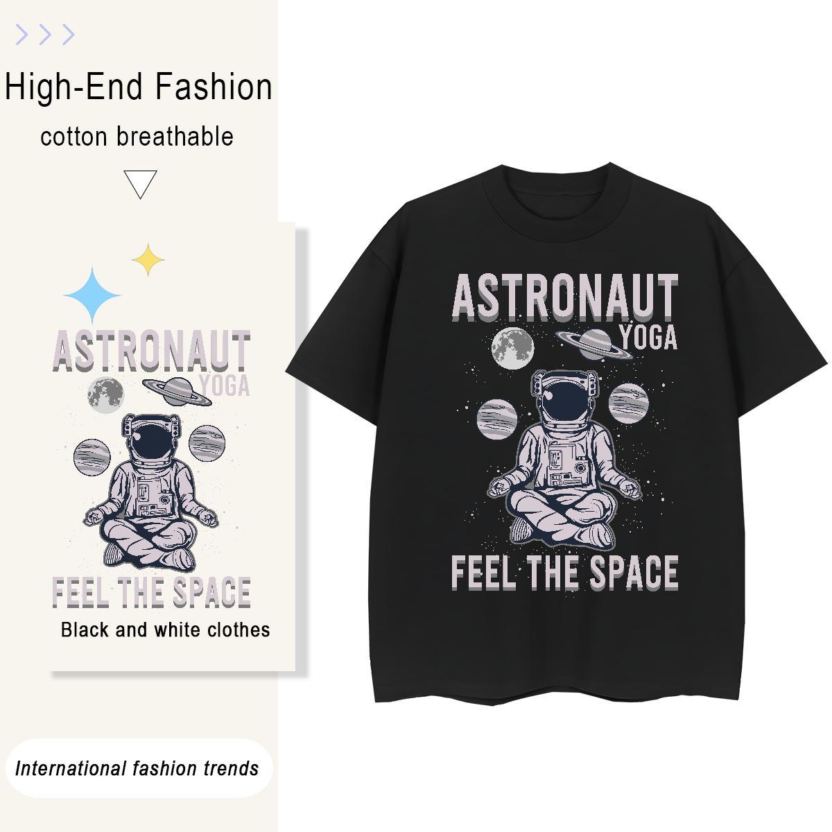 Brand Couples T Shirts 230g 100% Cotton cosmonaut Hip Hop Street Women T Shirts Breathable DIY Printed Tops Tees