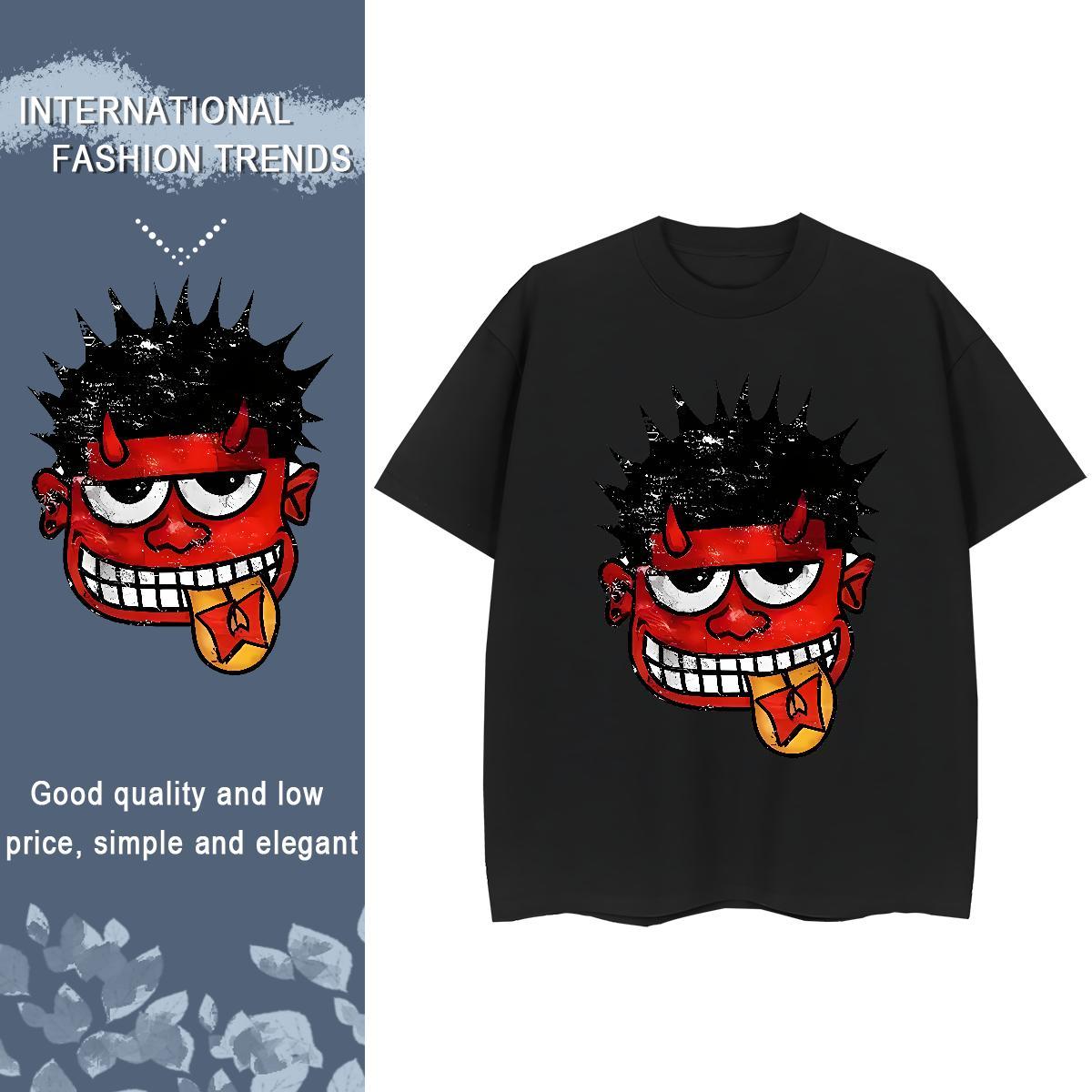 Designer Women Tees 100% Cotton 230g cartoon Summer Casual T Shirts Women Breathable Crew Neck Cartoon Anime Top Shirts