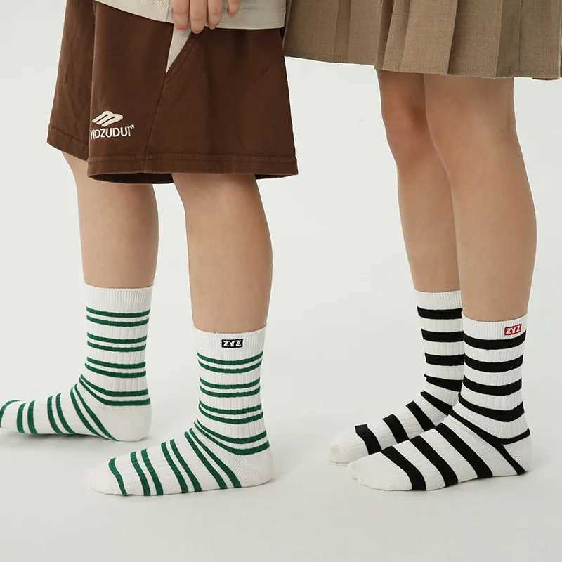Childrens calf length socks spring and autumn cotton socks boys and girls sports socks childrens comfortable classic striped school socks X2503221