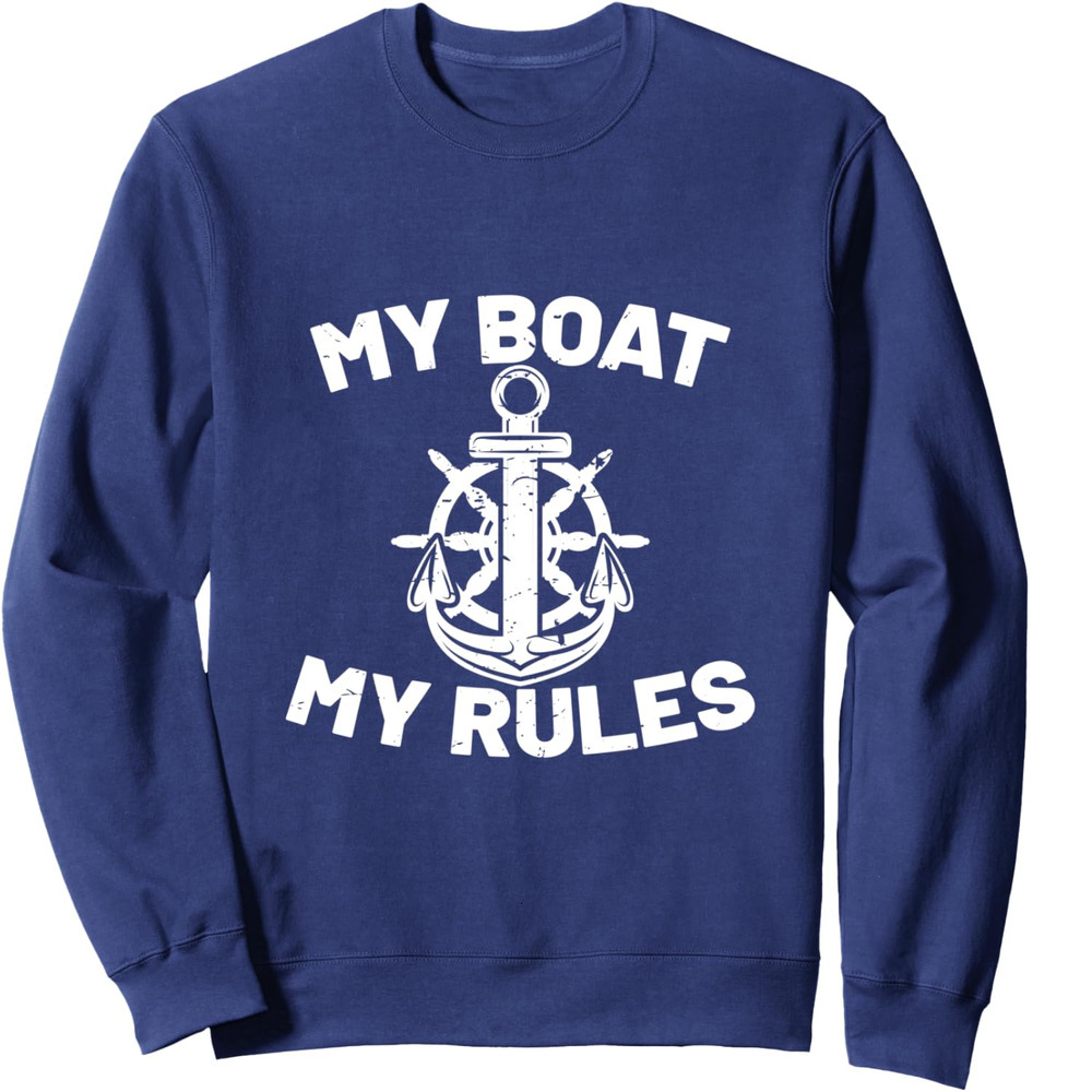 Long Sleeve Shirts for Men sweatshirt My Boat My Rules - Funny Captain Cruise Gift Sweatshirt T shirt Tee Streetwear Casual tops clothes