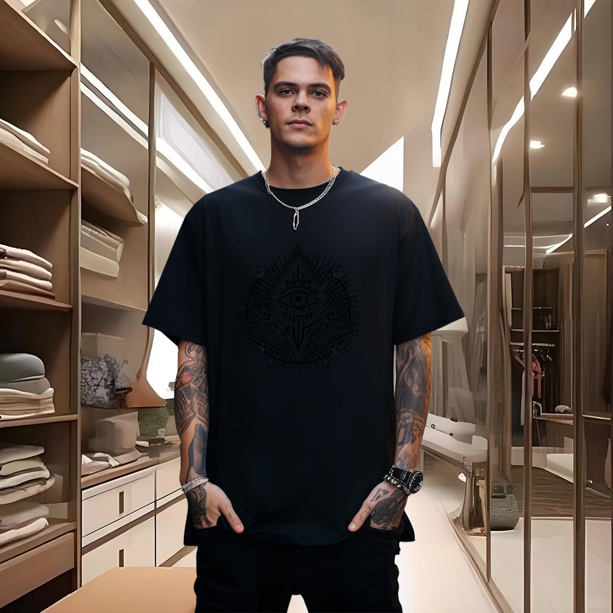 Popular Men T Shirts 230g Cotton eye of the devil Hip Hop Street Graphic Breathable Crew Neck Mens Tshirts Designer Fashion Tops