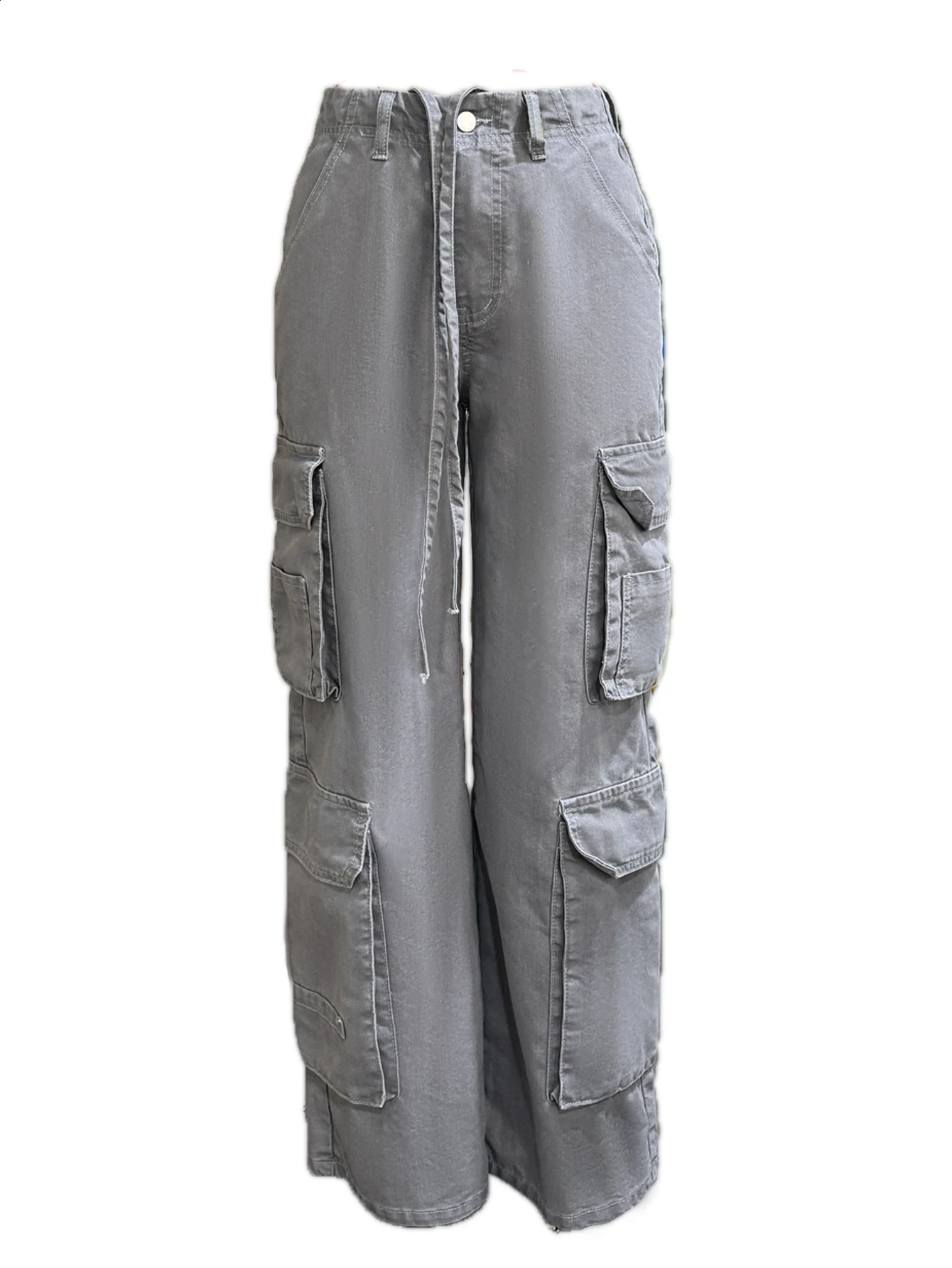 Womens Cargo Pants High Waist Fashion Casual Working Straight Slim Trousers Girl Baggy Trousers Multi Pocket 240823