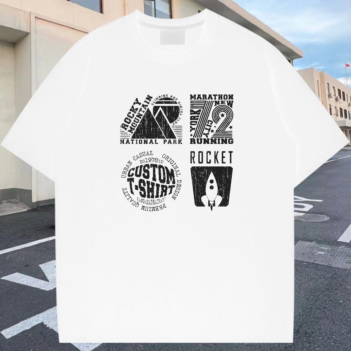 Loose Mens T Shirts 100% Cotton 230g letter Street Wear Plus Size Custom O-Neck Short Sleeve Tshirts Fashion Casual Clothings