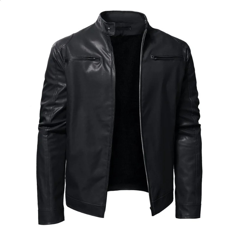 Mens Leisure Daily Leather Jacket Thicken Fashion Leather Coat Male Sport Locomotive Clothing Man Business Gentleman Jacket 240822