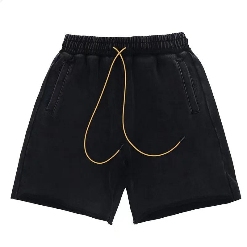 400g heavy wash vintage solid color sports shorts casual pants 240822