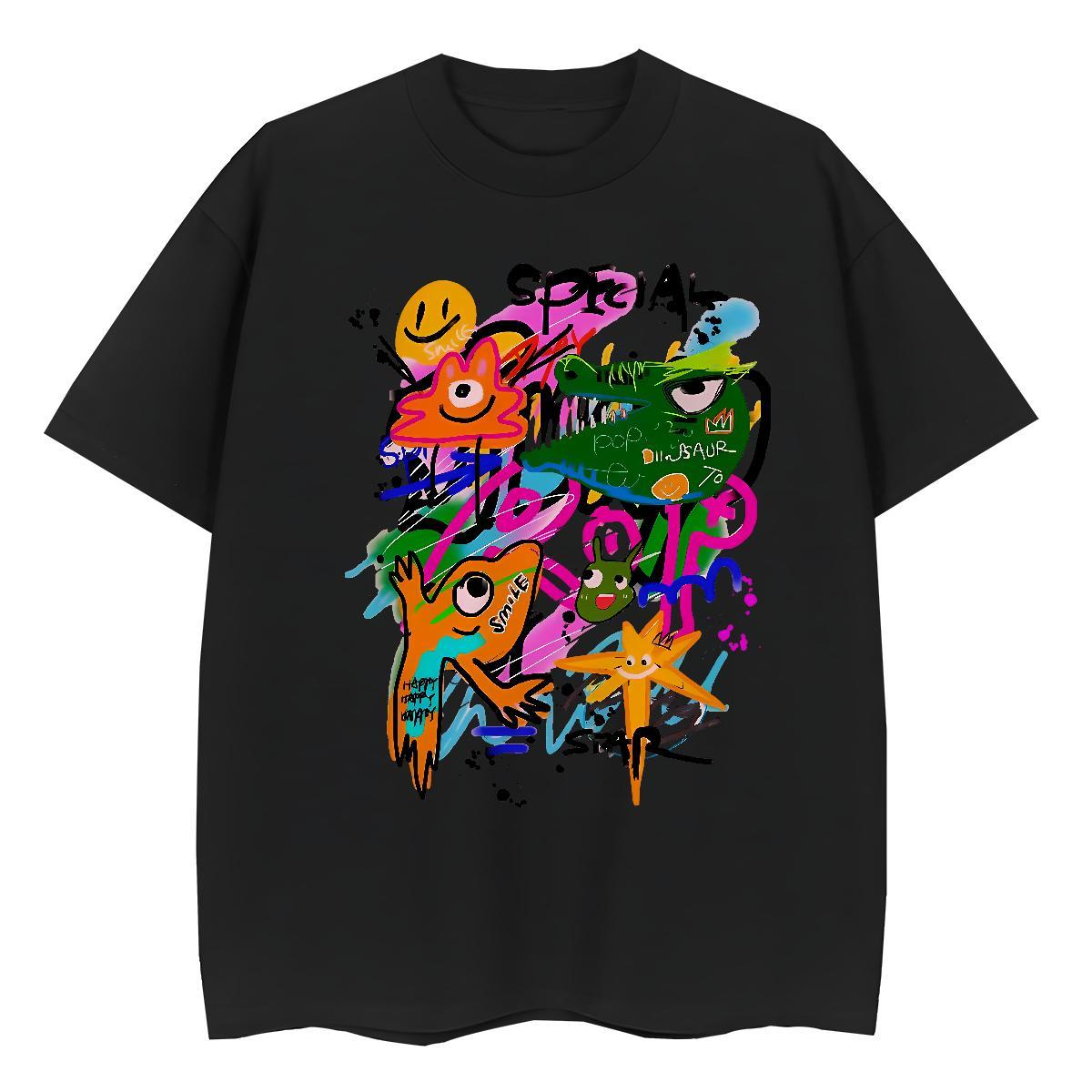 Free Shipping Lady T shirt 230g Pure Cotton cartoon Beach T Shirts Women Breathable Custom Printed Clothings