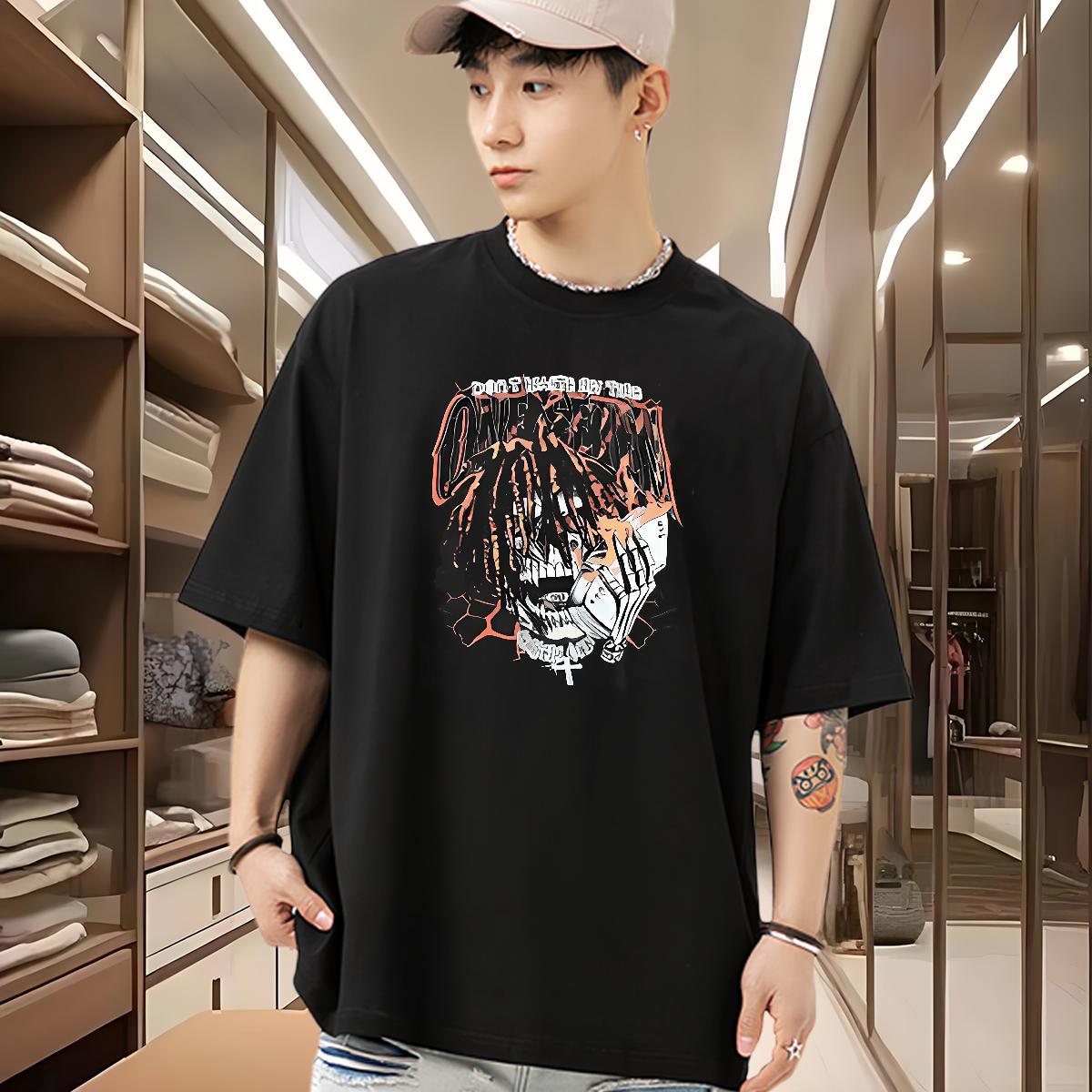 Designer Mens T Shirts 230g Cotton skull Hip Hop Customized Print O-Neck Short Sleeve Mens Tshirts Casual New Tops