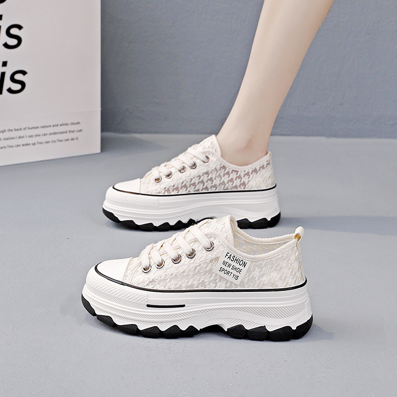 Ddmysports Thick Soled Sponge Cake Canvas For Women S Summer New Niche Design Breathable And Versatile Casual Small Whiteboard Shoes OUTDOOR