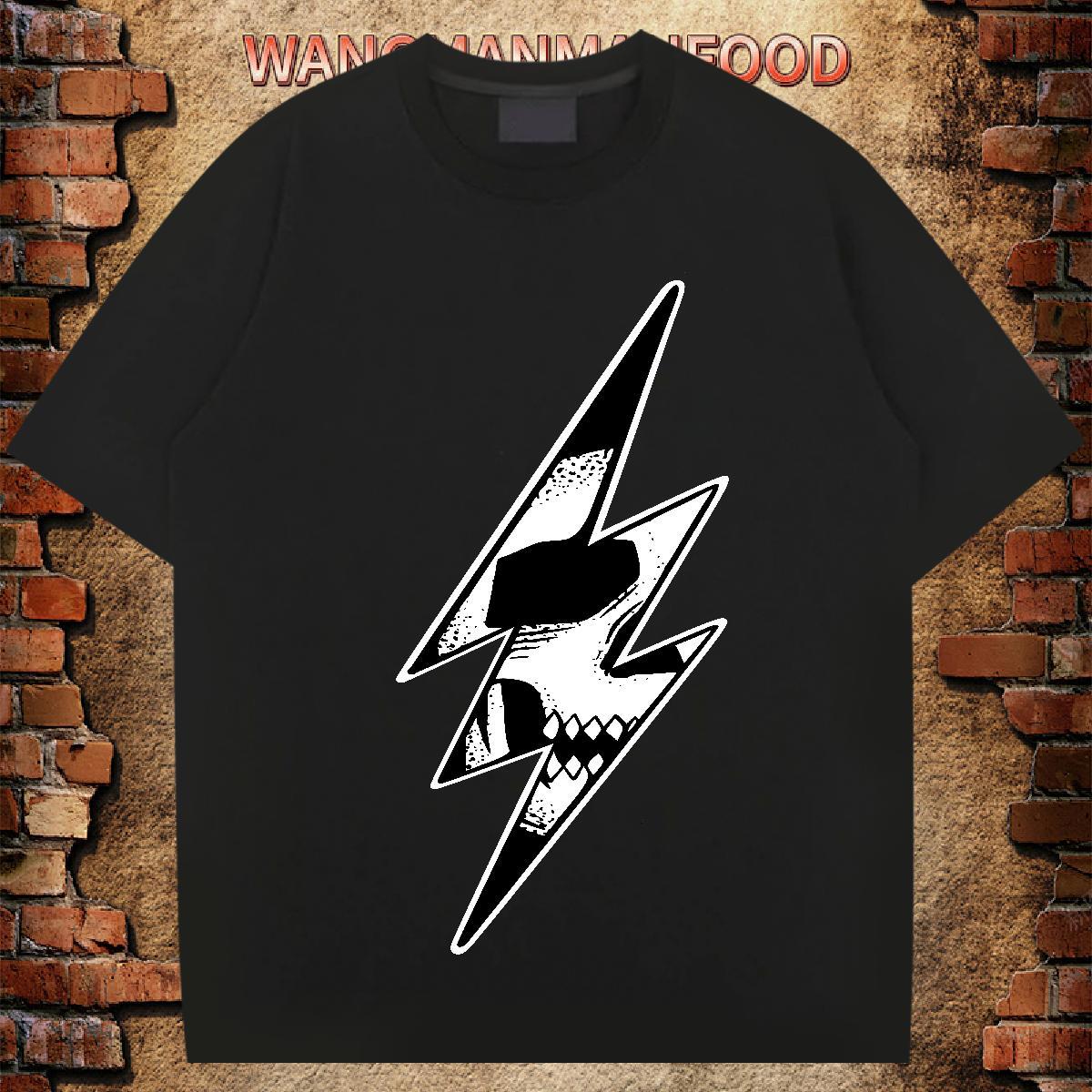 High Quality Men T Shirts 230g Pure Cotton skull Hip Hop Street Black Oversized Round Neck Short Sleeve Men Tshirts Custom Tees