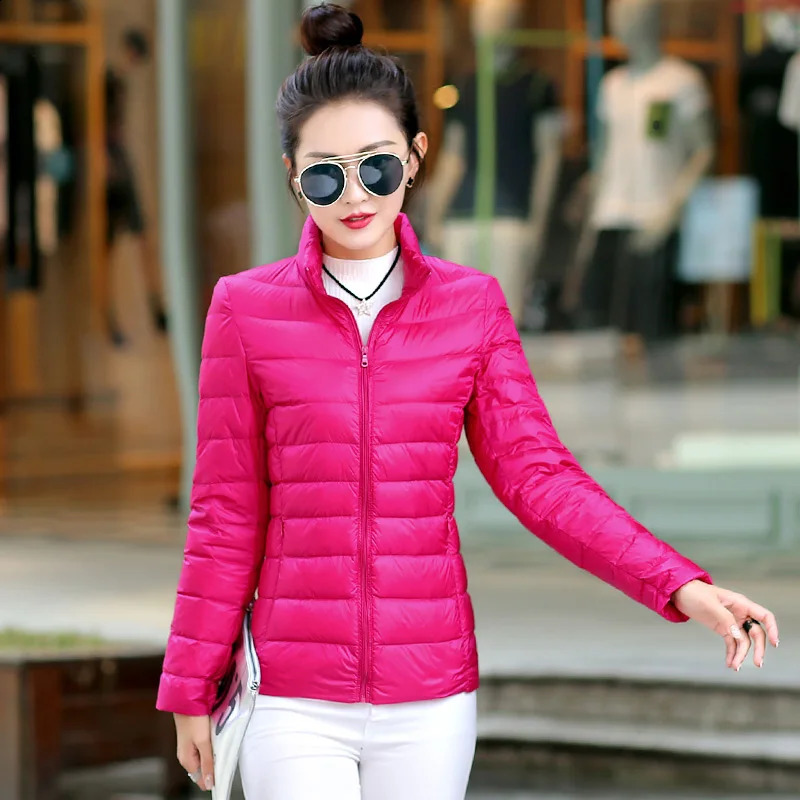 7XL Womens 90% White Duck Down Jacket Ultra Thin Autumn Warm Stand Collar Hiking Abrigos 240823