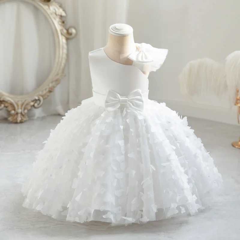 Hetiso Butterfly Girl Princess Dress Lace Shoulders Childrens Wedding Party Clothing 1st Birthday Tutu Dress Childrens Clothing W240823