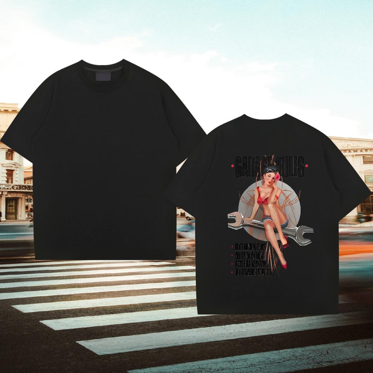 Loose T-Shirts 230g 100% Cotton character Anime Printing Street Oversized 3XL 4XL O-Neck Short Sleeve Mens Tshirts Fashion New Polos
