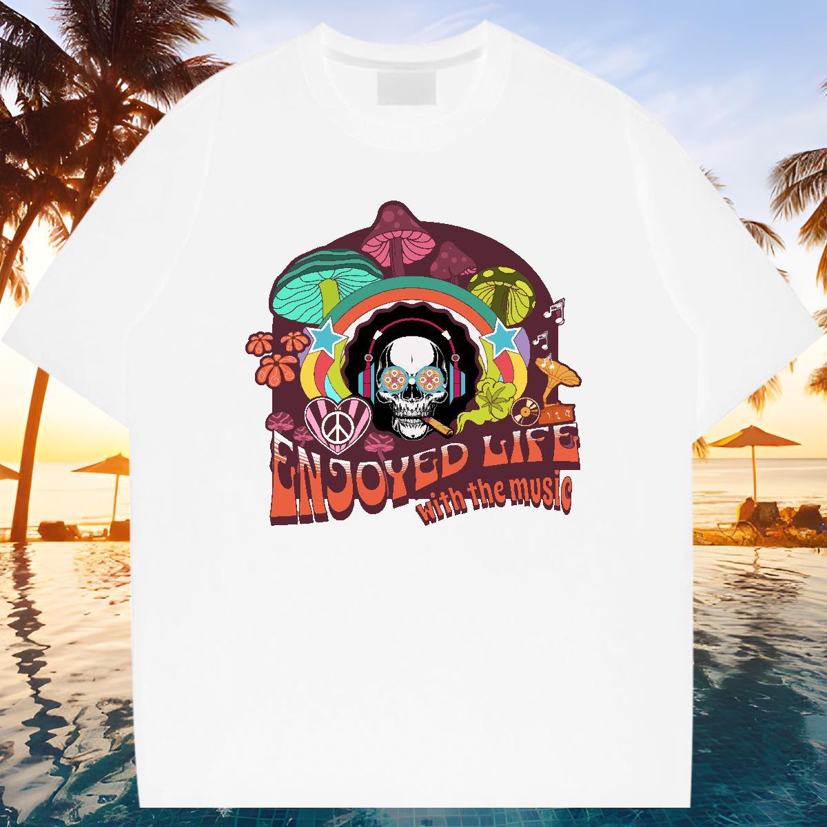 Cool Mens T Shirts 100% Cotton 230g skull Casual DIY Anime Short Sleeve O-Neck Men Tops Tees 2024 Wear