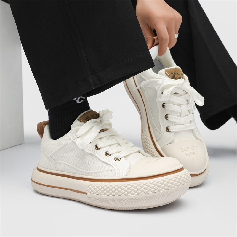Ddmysports Spring And Autumn New Simple Thick Sole Fashion Versatile Men S Sports Big Ead Canvas Casual Shoes OUTDOOR