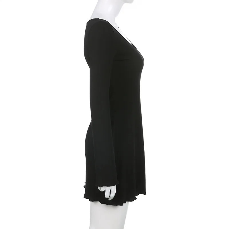 Women Knit Slim Sexy Bodycon Dress V-Neck Long Sleeve Dress Solid Casual Midi Sweater Dress For Women Autumn Winter 240823