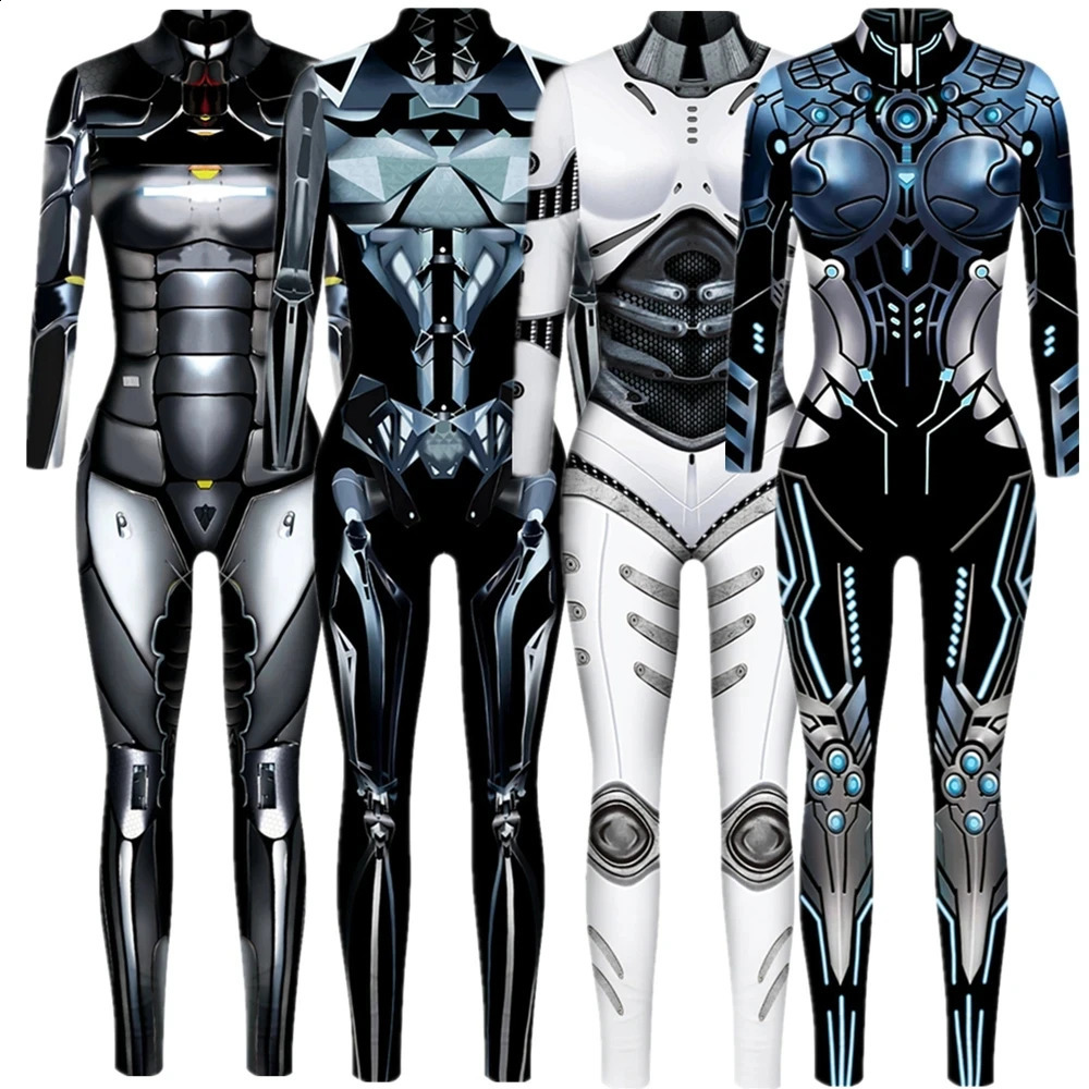 Robot punk jumpsuit bodysuit sexy female cosplay costume cyberpunk Zentai Halloween 240823
