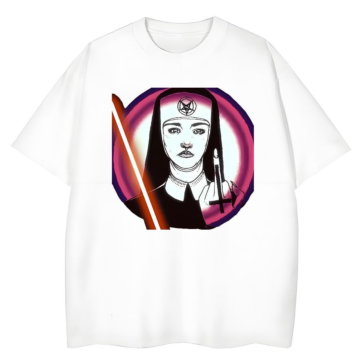 Designer Women Tees 230g Pure Cotton nun Home Outdoor T shirt Round Neck Short Sleeve Cartoon Floral Printing Tops