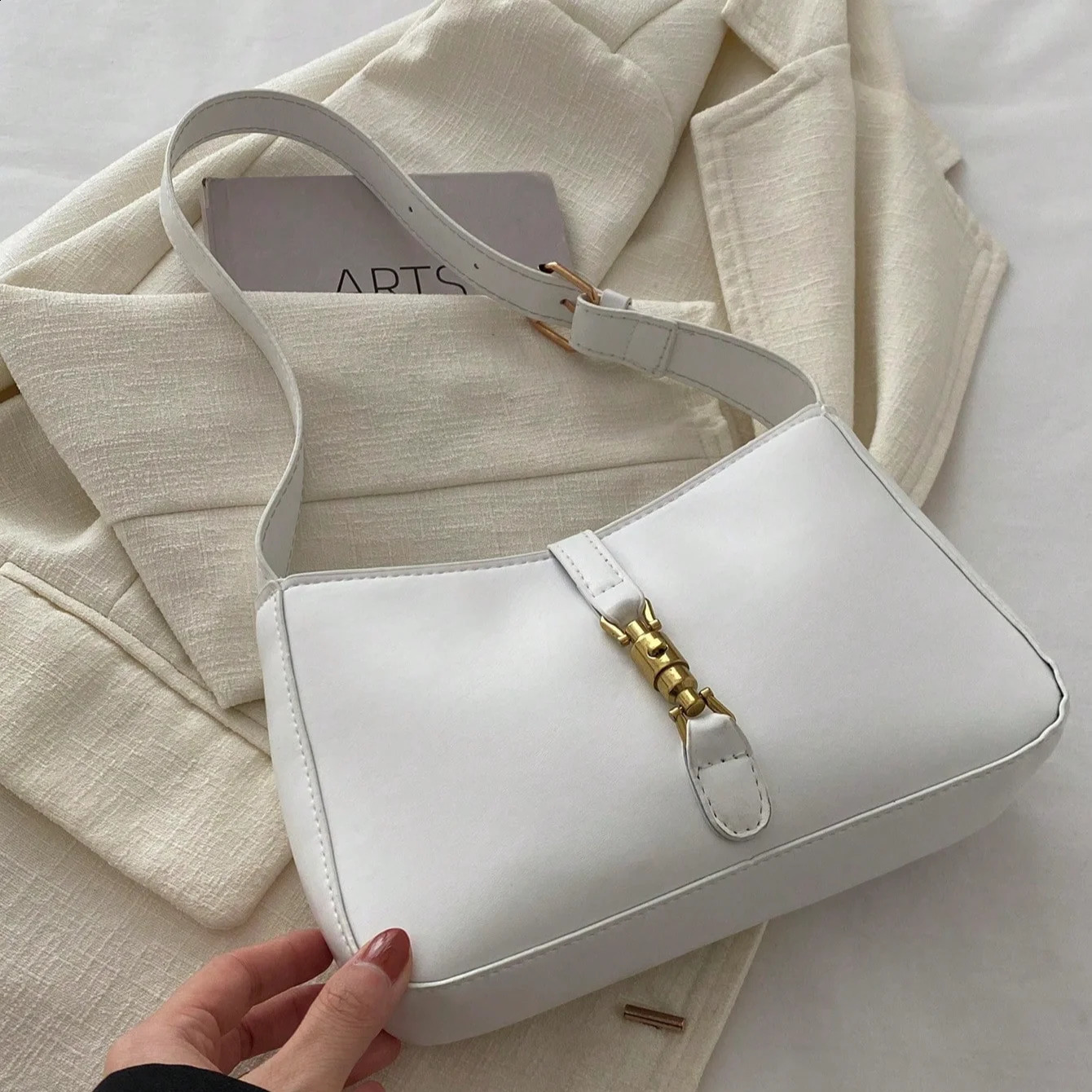 Womens Stylish Handbag Mini Crescent Handbag Inclined shoulder bag Solid color Fashion Travel Vacation Bag 240823