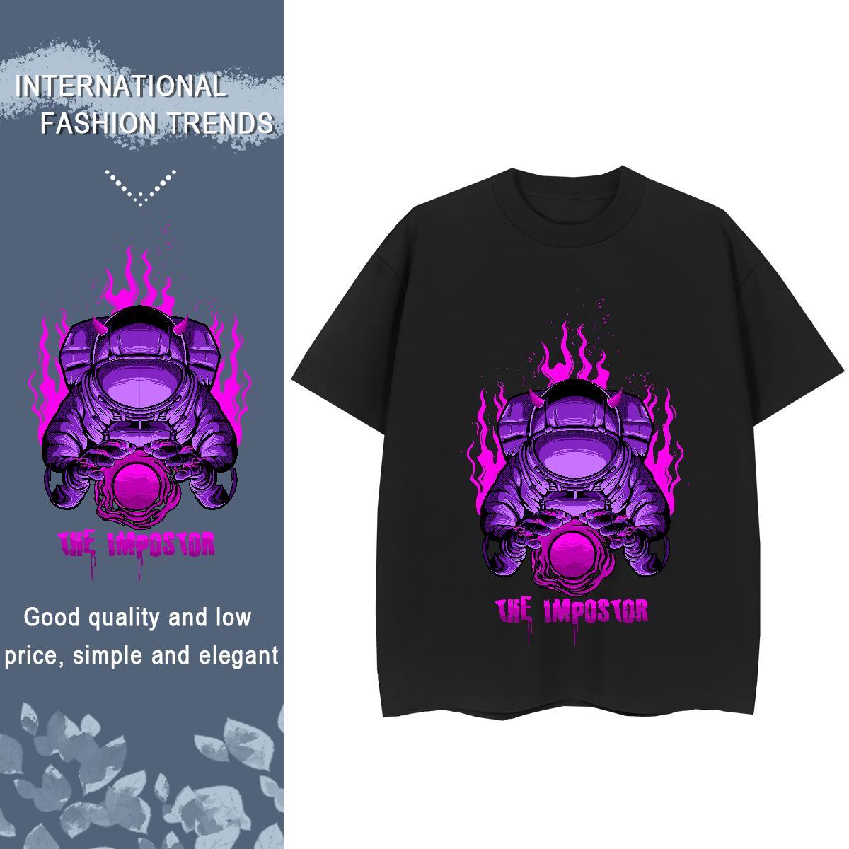 Lady Couples T Shirts 230g Pure Cotton planet Sports Street Wear Womens T Shirts Breathable Crew Neck Cartoon Anime Top Shirts