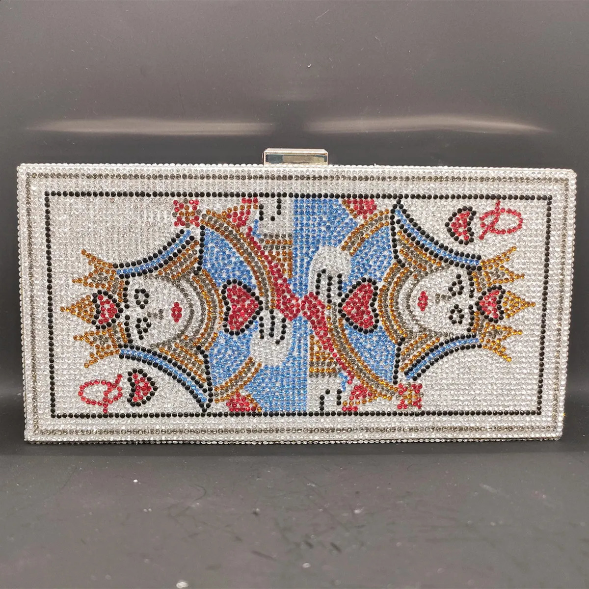 Shoulder Bag Women Poker Card Queen Q Vegas Rhinestone Handbags Casinos Dinner Purse Women Crystsal Clutch Evening Wallet 240823