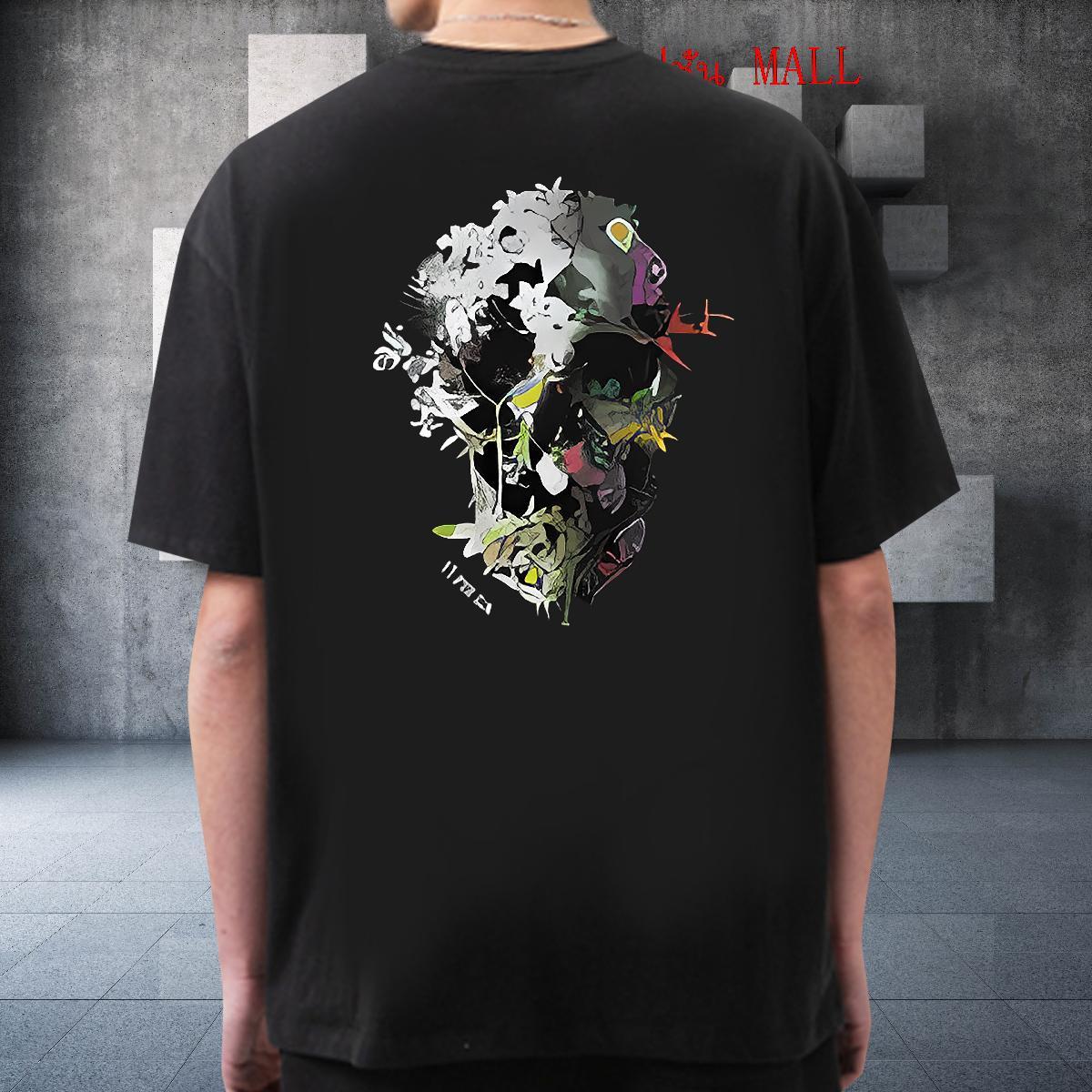 Cool T-Shirts for Men 100% Cotton 230g skull Casual Floral Print Pure Cotton Tshirt for Man Woman Stylist Clothes