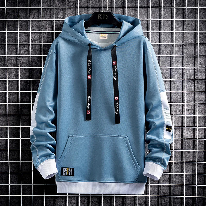 Spring Autumn Solid Mens Hoodies Outwear Casual Loose Hooded Sweatshirts Youth Harajuku Long Sleeve Pullovers Sports Tops Hoody 240823
