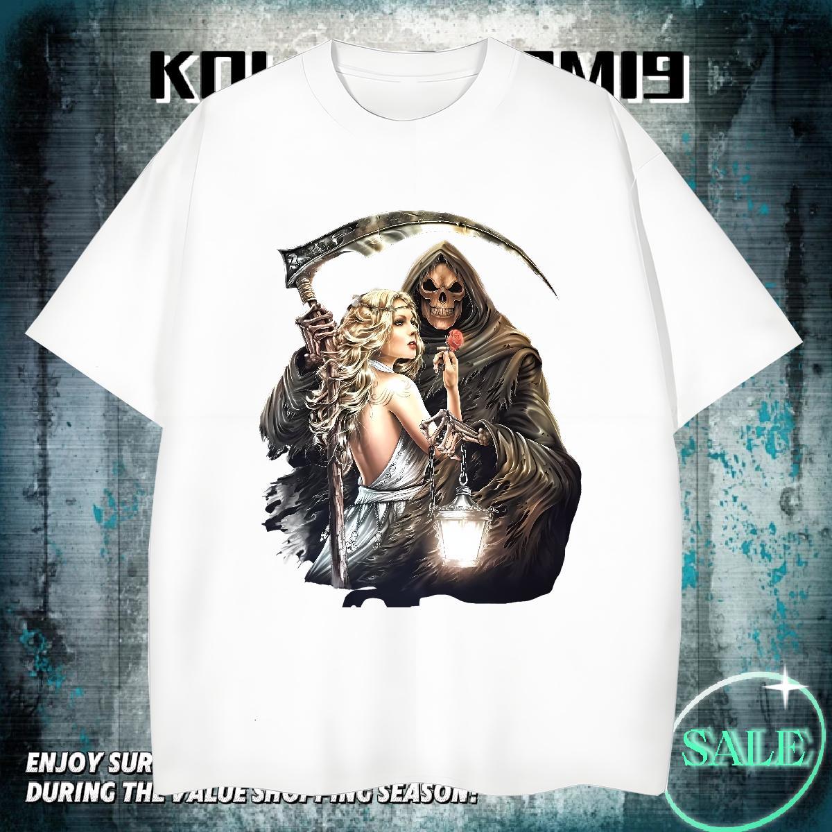 Popular Man T Shirts 230g Cotton skull Daily Wear DIY Short Sleeve Soft Tshirt for Man Woman Designer Fashion Tee Shirt