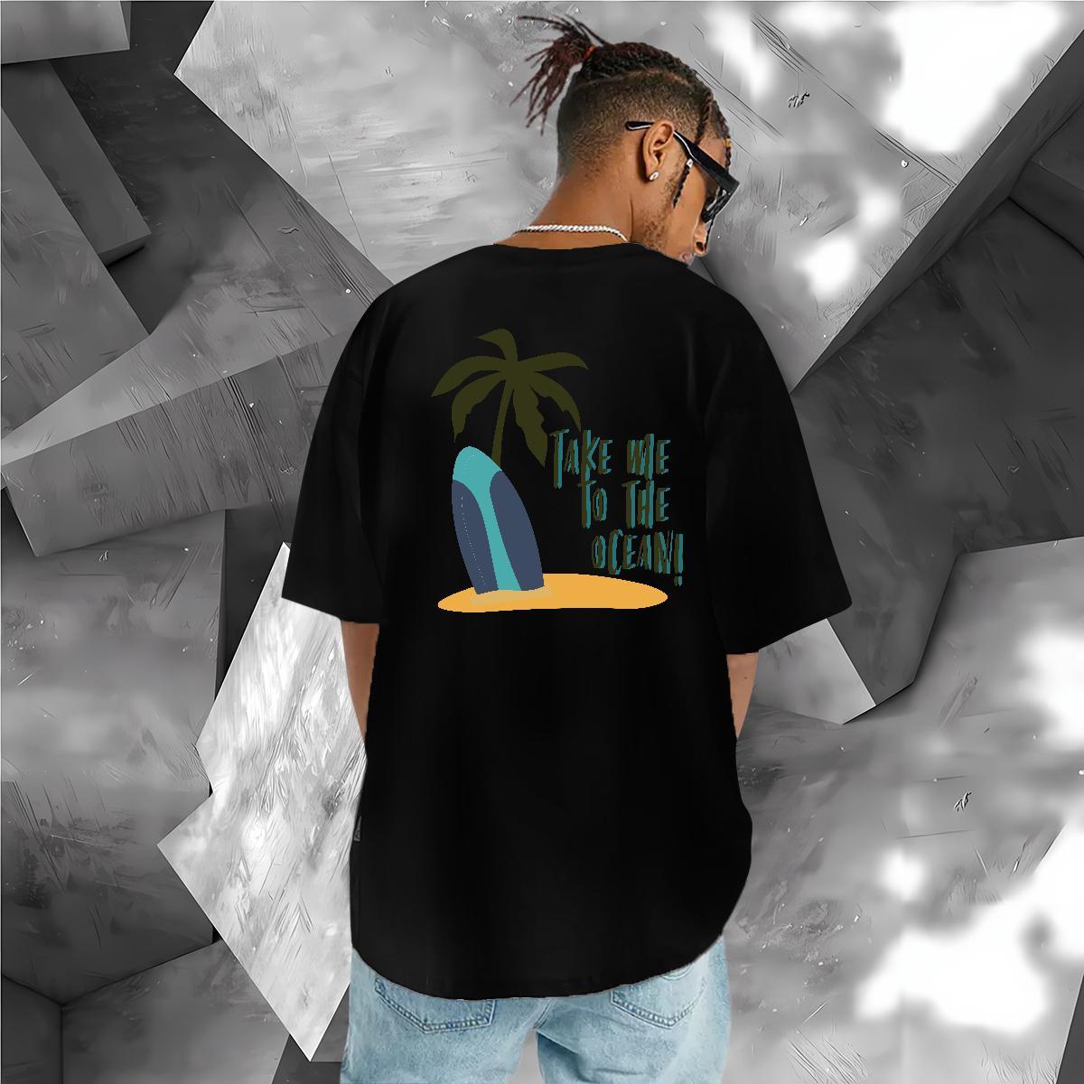 High Quality T-Shirts for Men 230g 100% Cotton sea Outdoor Floral Print O Neck Short Sleeves Tshirts Fashion New Polos