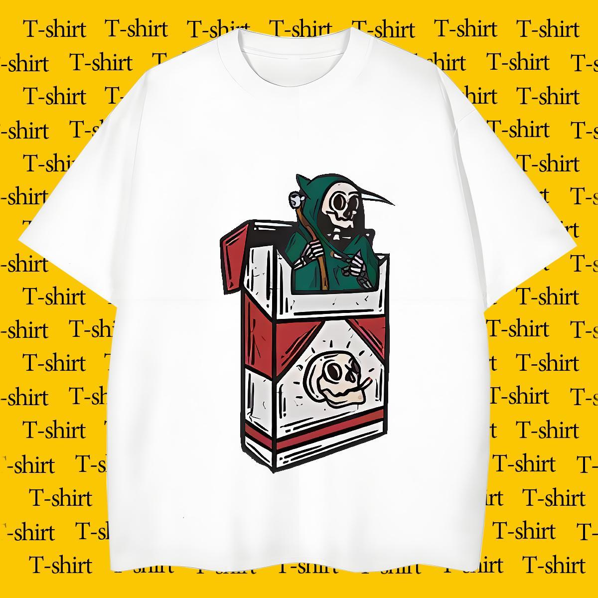 Brand Mens T Shirts 230g 100% Cotton skull Street Oversized 3XL 4XL Crew Neck Breathable Mens Tshirts New Clothings