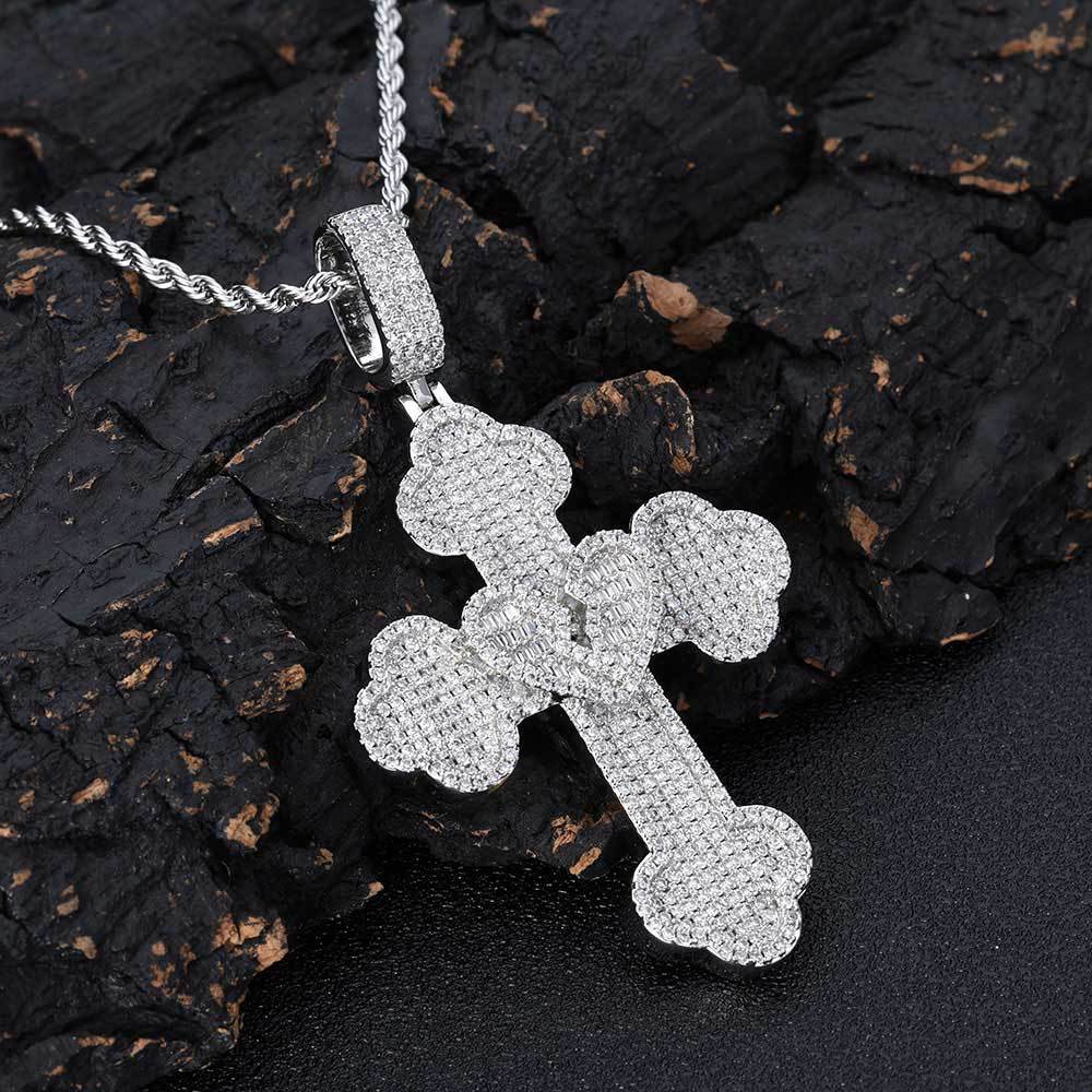 Hip Hop Heartbreak Cross Cross Pendant Necklace TopBling Zircon White Gold Plated Religious Jewelry
