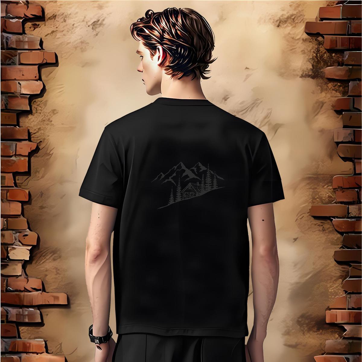 Comfortable T Shirts Men 230g Pure Cotton mountains Hip Hop Street DIY Printed Breathable Tshirts Custom Tops