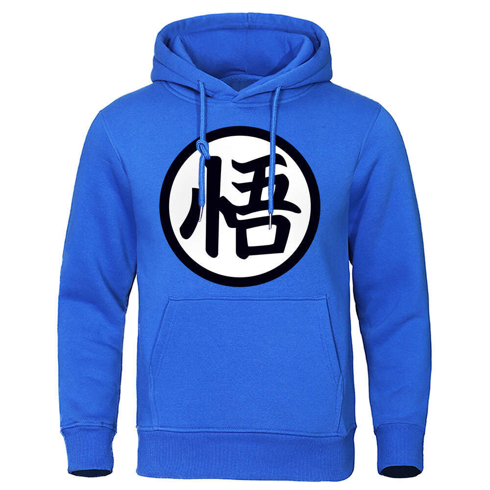 Japanese Anime Wu Font Funny Printing Mens Pocket Autumn Clothes Loose Casual Streetwear Fleece Warm Men Hoodies