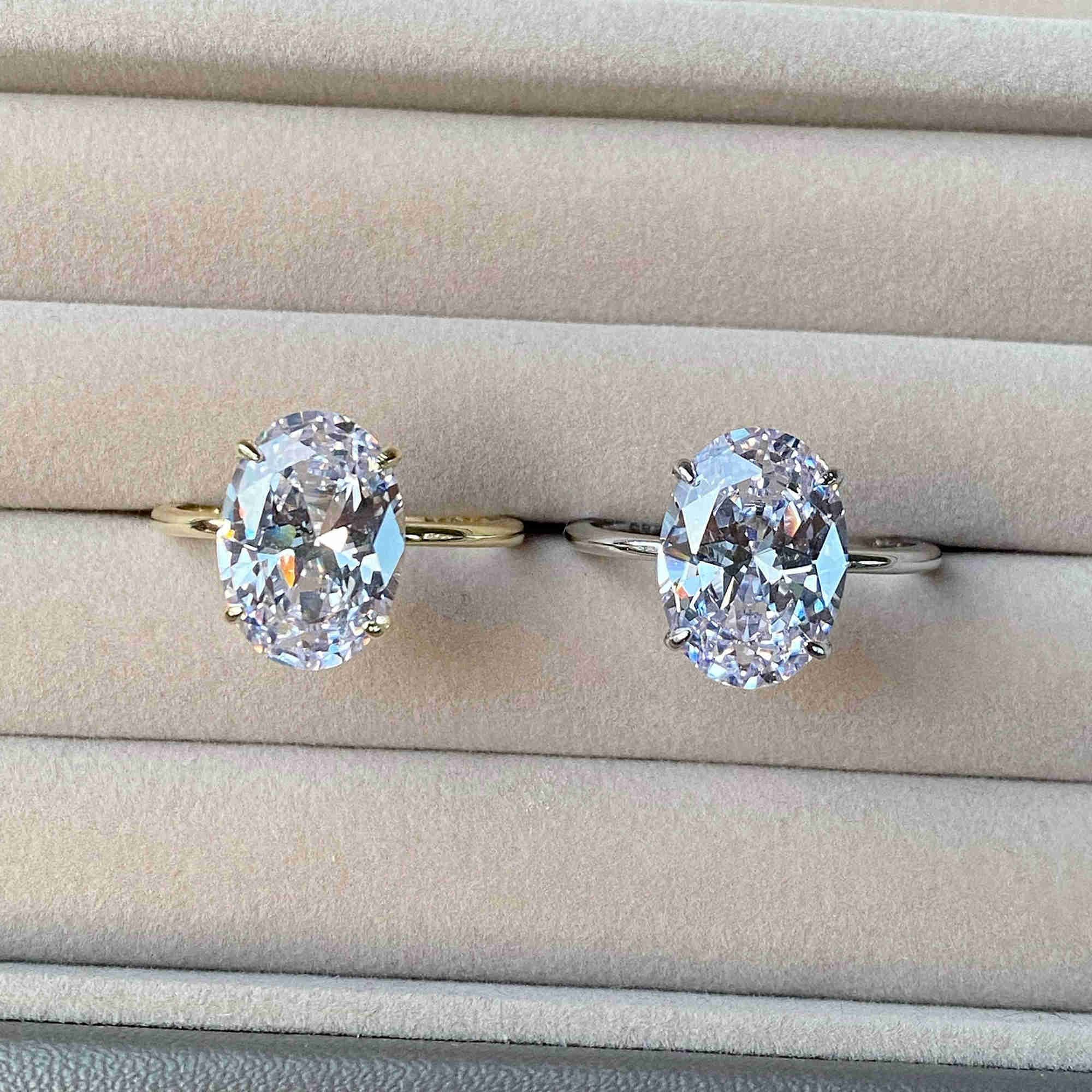 Band Rings Sterg Sier Promise Solitaire 3Ct Oval Moissanite Engagement Ring Women Dia Drop Delivery Jewelry Otmu9