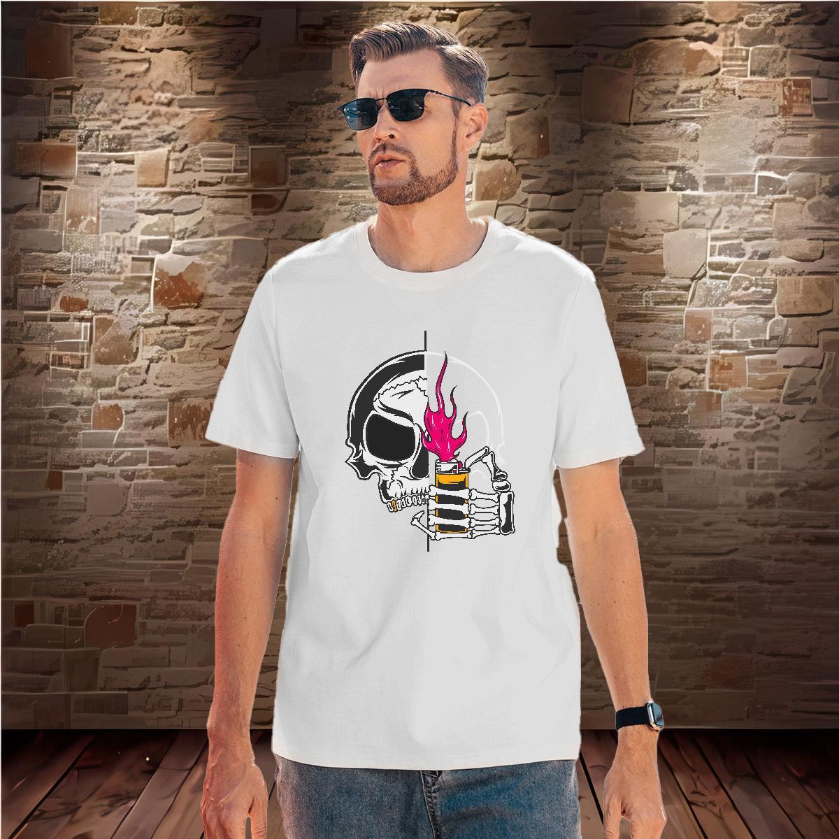 High Quality T Shirts Men 230g 100% Cotton skull Daily Wear Anime Crew Neck Men Tops Tees Factory Direct Tops Shirt