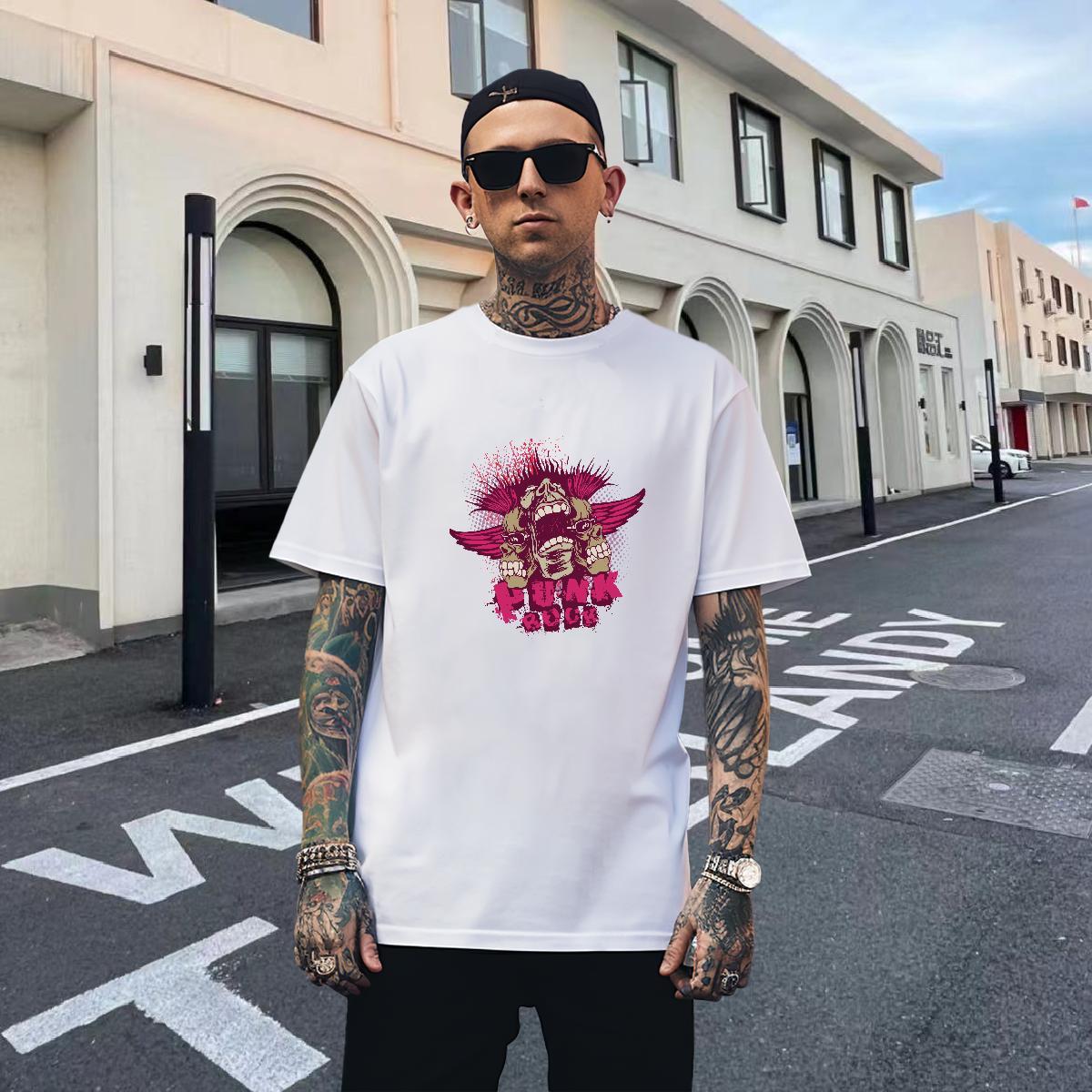 Free Shipping Man T Shirts 230g Cotton skull Sports Casual DIY Anime O-Neck Short Sleeve Tshirt for Man Woman Designer Fashion Tshirts