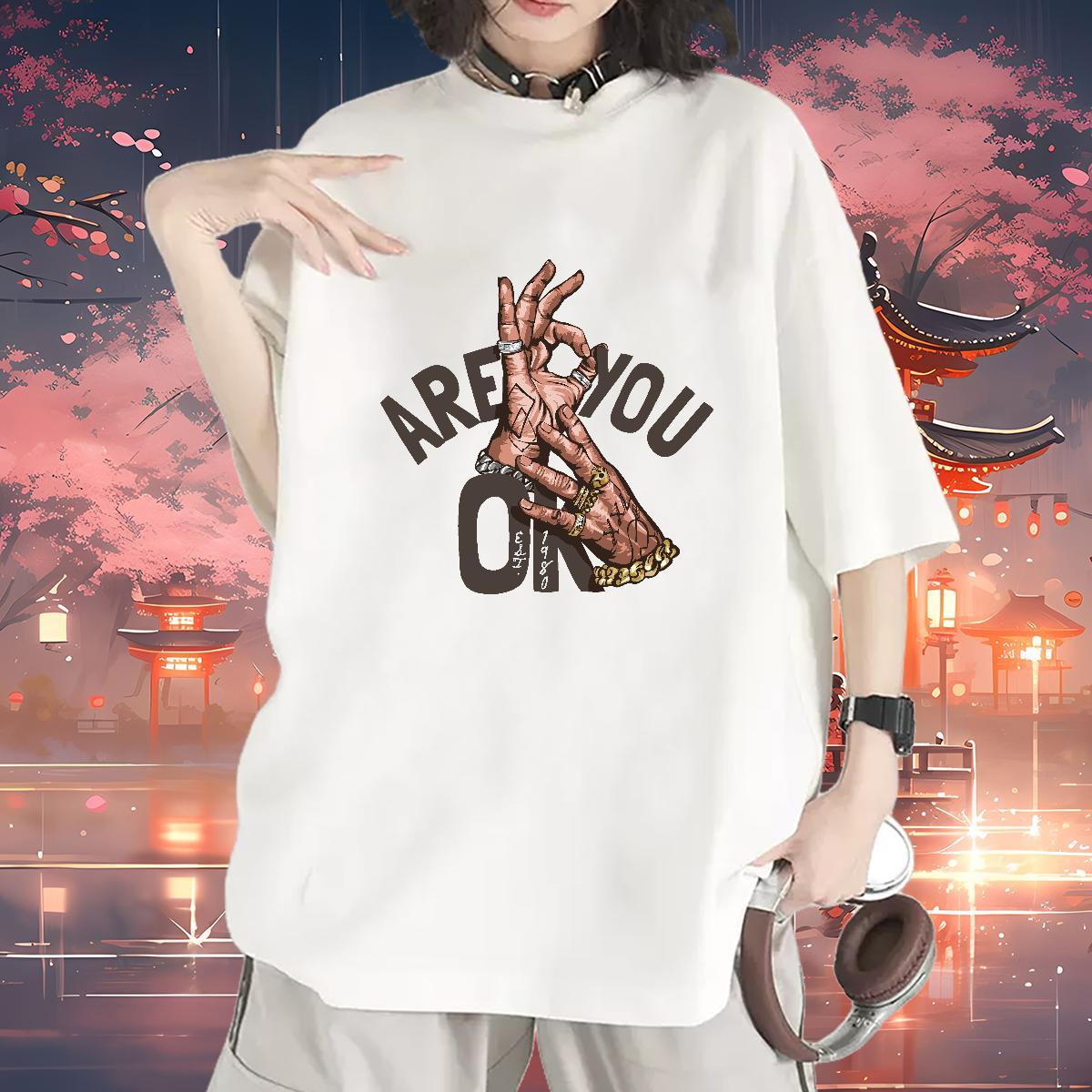 Unisex Couples T Shirts 230g Cotton letter Daily Outfit T Shirt For Woman O Neck Short Sleeves Black White Polos