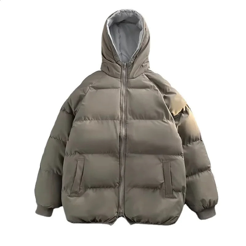 Thick wool lined hooded cotton coat jacket mens casual autumnwinter cartoon couple top pad 240822