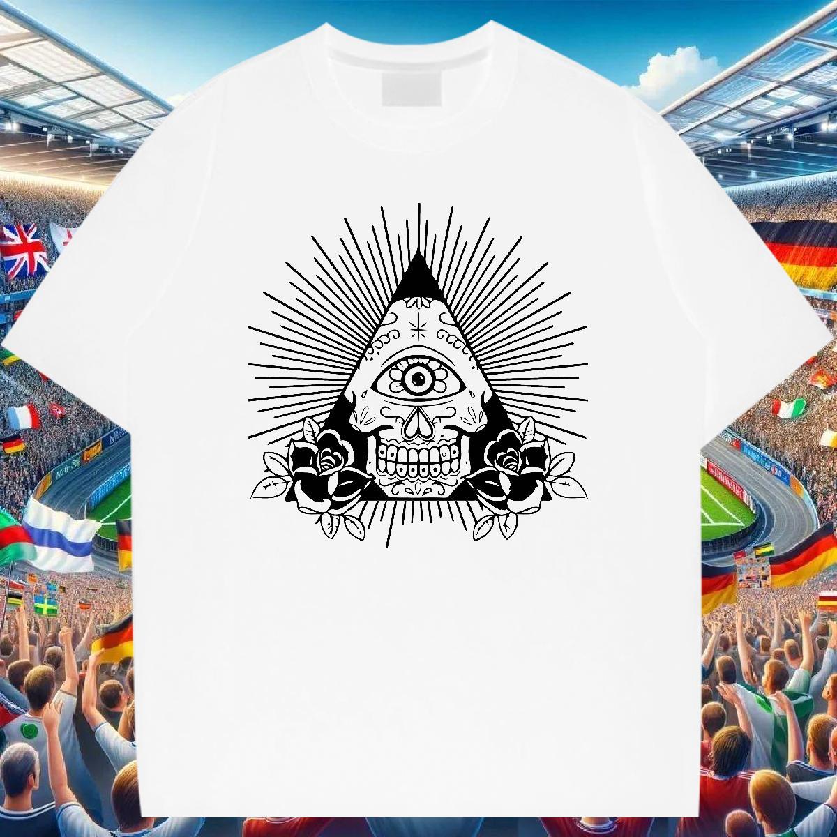 Wholesale T Shirts Men 230g Pure Cotton eye of the devil Daily Outfit Oversized 4XL Breathable Men Tops Tees 2024 DIY Tee Shirt