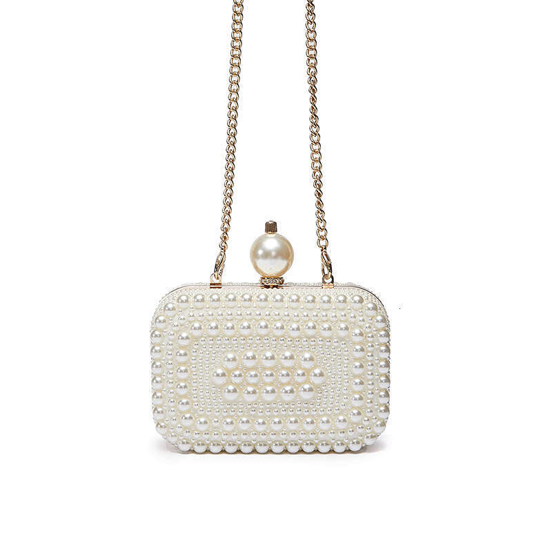 Fashion Girls Square Shell Clutch Bag Handmade Sweet Pearl Wedding Party Chain Mini Leather Crossbody Sg Bags for Women 1671 4