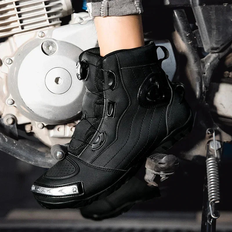 Motorcycle Boots Men Women Knight Outdoor Riding Anti-slip Winters Sneakers Shoes Bicycle Mountain Racing Road Speed Autumn 240822