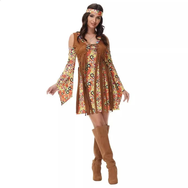selling Halloween retro 70s hiphop fur clothing womens tassel COS performance 240823