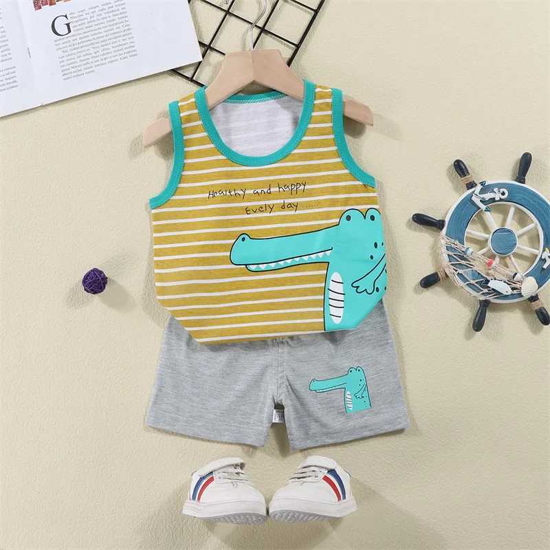 Vest+Shorts 2-Piece Clothing Set Lion Pajamas Summer Kids Baby Boys Girls Cotton Casual Tracksuit Clothes Suit 1-6 Years W250218