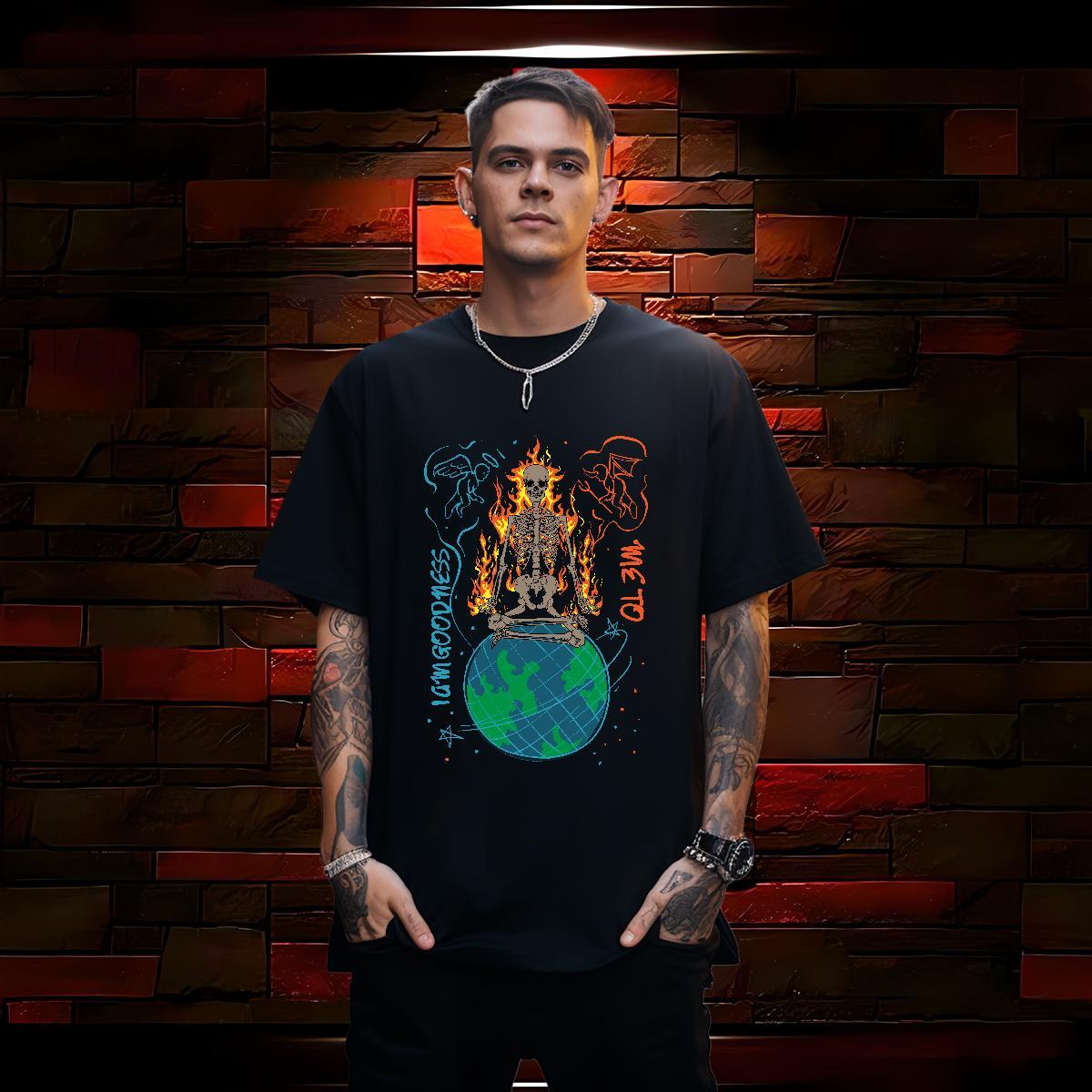 Comfortable T shirt 230g Pure Cotton skull Beach Graphic Breathable Crew Neck Couples T Shirts Fashion Designer Clothes